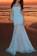 Mixiedress Strapless Mesh Splice Bodycon Maxi Dress