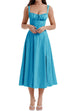 Mixiedress Drawstring Neck Slit Bustier Midi Cami Dress