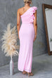 Mixiedress Frill One Shoulder Cut Out Bodycon Maxi Dress