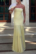Mixiedress Strapless Tube Flare Mesh Maxi Party Dress