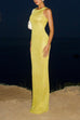 Mixiedress Round Neck Sleeveless Bodycon Glitter Maxi Party Dress
