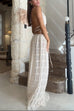Frilled Halter Backless Crop Top Drawstring Waist Maxi Skirt Set