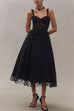 Mixiedress V Neck Mesh Polka Dot A-line Midi Cami Dress
