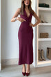 Mixiedress Halter V Neck Backless Buttons Bodycon Midi Dress