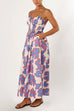 Mixiedress Spaghetti Strap High Waist Printed Maxi Holiday Dress