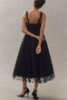 Mixiedress V Neck Mesh Polka Dot A-line Midi Cami Dress