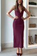Mixiedress Halter V Neck Backless Buttons Bodycon Midi Dress