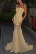 Mixiedress Strapless Tube Flare Mesh Maxi Party Dress