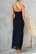 Mixiedress One Shoulder Slit Ruffle Mesh Maxi Dress