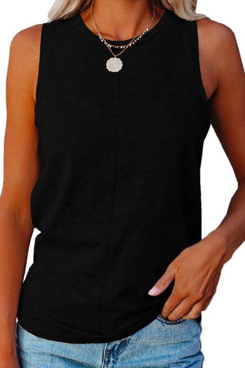 Mixiedress Solid Crewneck Casual Sleeveless Top