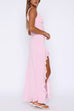 Mixiedress V Neck Sleeveless Ruffle Trim Slit Maxi Dress