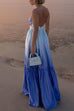 Mixiedress Backless Cut Out Gradient Tie Dye Ruffle Maxi Cami Dress