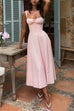 Mixiedress Drawstring Neck Slit Bustier Midi Cami Dress