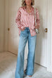 Mixiedress Long Sleeves Button Down Striped Blouse Shirt