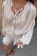 Mixiedress Long Sleeves Lace-up Tie Waist Ruffle Mini Dress