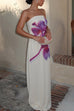 Mixiedress Elegant Strapless Floral Print Maxi Dress