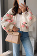 Mixiedress Button Down Flower Applique Sweater Cardigan