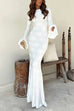 Mixiedress Bell Long Sleeves Backless Lace-up Shell Print Maxi Dress