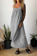 Mixiedress Color Block Casual Cotton Linen Maxi Beach Dress