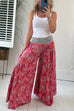 Mixiedress Elastic Waist Wide Leg Palazzo Printed Casual Pants