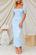 Mixiedress Off Shoulder Ruched Bodycon Maxi Party Dress