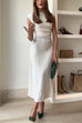 Mixiedress Mockneck Sleeveless Side Ruched Midi Dress