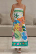 Mixiedress Spaghetti Strap High Waist Tropic Print Maxi Holiday Dress