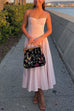 Mixiedress Spaghetti Strap Pocketed Corset Swing Midi Dress