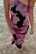 Mixiedress One Shoulder Cut Out Floral Print Maxi Cami Dress