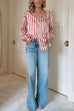 Mixiedress Long Sleeves Button Down Striped Blouse Shirt