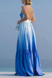 Mixiedress Backless Cut Out Gradient Tie Dye Ruffle Maxi Cami Dress