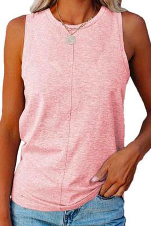 Mixiedress Solid Crewneck Casual Sleeveless Top