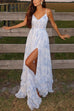 Mixiedress Back Lace-up Ruffle Hem Slit Floral Print Maxi Cami Dress
