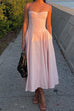 Mixiedress Spaghetti Strap Pocketed Corset Swing Midi Dress