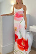 Mixiedress Spaghetti Strap Backless Floral Print Maxi Vacation Dress