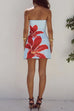 Mixiedress Strapless Tube Pocketed Lily Print Mini Dress