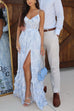 Mixiedress Back Lace-up Ruffle Hem Slit Floral Print Maxi Cami Dress