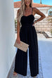 Mixiedress Spaghetti Strap Belted Pleated Wide Leg Jumpsuit