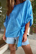 Mixiedress Rolled Up Sleeves Tie Knot Loose Top
