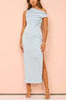Aasymmetrical Off-the-shoulder Side Slit Midi Dress