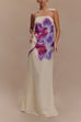Mixiedress Elegant Strapless Floral Print Maxi Dress