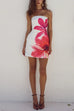 Mixiedress Strapless Tube Pocketed Lily Print Mini Dress