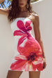 Mixiedress Strapless Tube Pocketed Lily Print Mini Dress