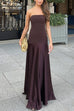 Mixiedress Strapless Satin Patchwork Flare Maxi Dress