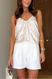 Mixiedress Spaghetti Strap Draped Satin Top