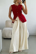 Mixiedress Elastic Waist Wide Leg Cotton Linen Palazzo Pants