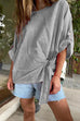 Mixiedress Rolled Up Sleeves Tie Knot Loose Top