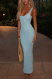 Mixiedress U Neck Sleeveless Sequin Bodycon Maxi Dress