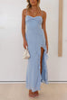 Mixiedress Adjustable Strap Ruffle High Slit Maxi Dress