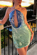 Mixiedress Halter Cut Out Open Back Sequin Mini Dress